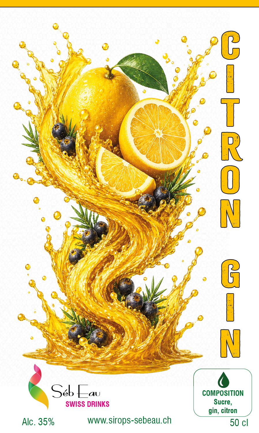 Etiquette citron Gin 120x76