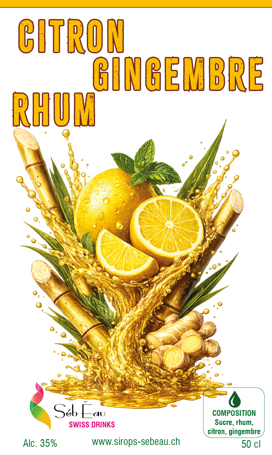 Etiquette citron gingembre Rhum 120x76