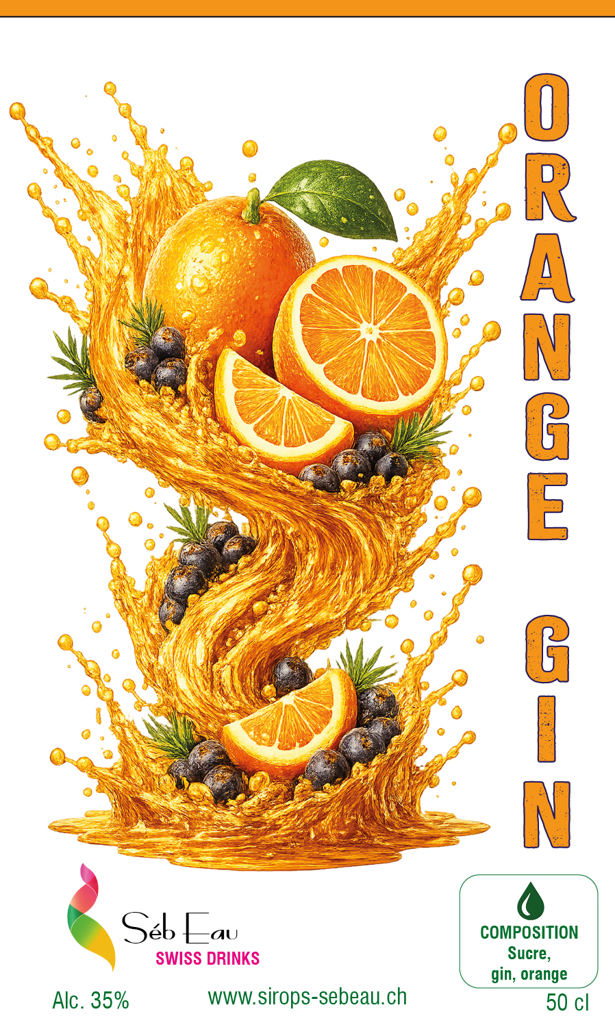 Etiquette orange Gin 120x76